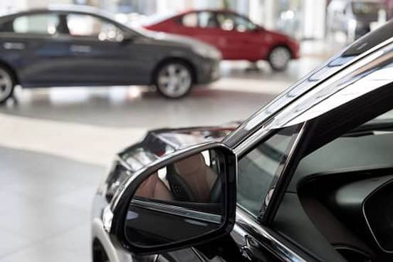 new cars in showroom